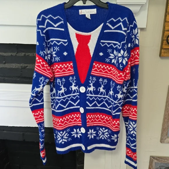 Blue and Red Christmas Sweater - Picture 1 of 13